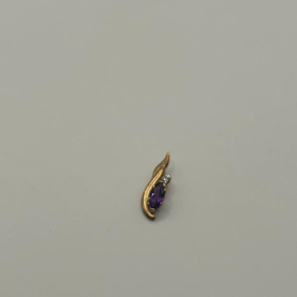 Lab Created Amethyst Pendant with Rhinestone Accents Gold Plated Sterling Silver - Picture 1 of 5